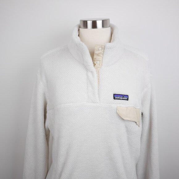 PATAGONIA Women's XL - Off White cream fleece pullover jacket Snap-T medium pile - Picture 2 of 11